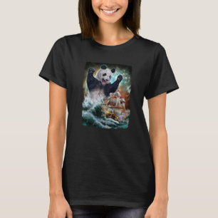 Camiseta Monstruo Gigante Panda Mientras Kraken Ataque Un B
