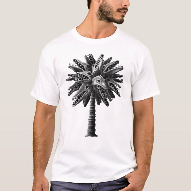 Camiseta Monstruo gótico blanco negro arroja árbol de palma (Anverso)