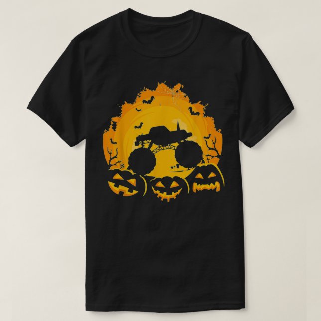 Camiseta Monstruo Halloween Camión Ropa De Calabaza Para Ni (Diseño del anverso)