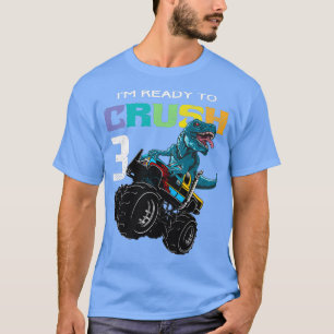 Camiseta Monstruo infantil Camión Dinosaurio 3 cumpleaños G