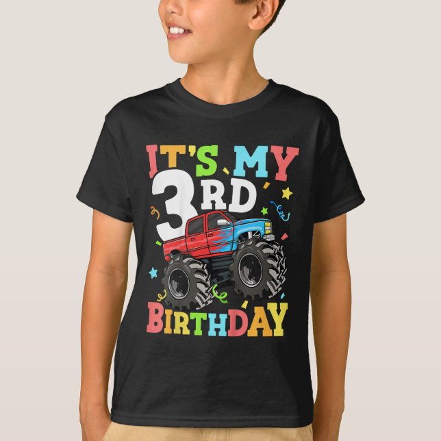 Camiseta Monstruo infantil es mi tercer cumpleaños 3 tres (Anverso)