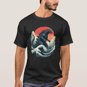 Camiseta Monstruo japonés de Kaiju en la gran ola