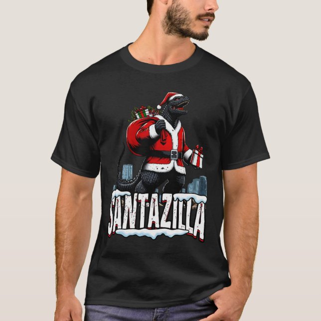 Camiseta Monstruo japonés de Santazilla Kaiju Santa Navidad (Anverso)