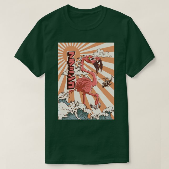 Camiseta Monstruo japonés Kaiju Flamingo (Diseño del anverso)