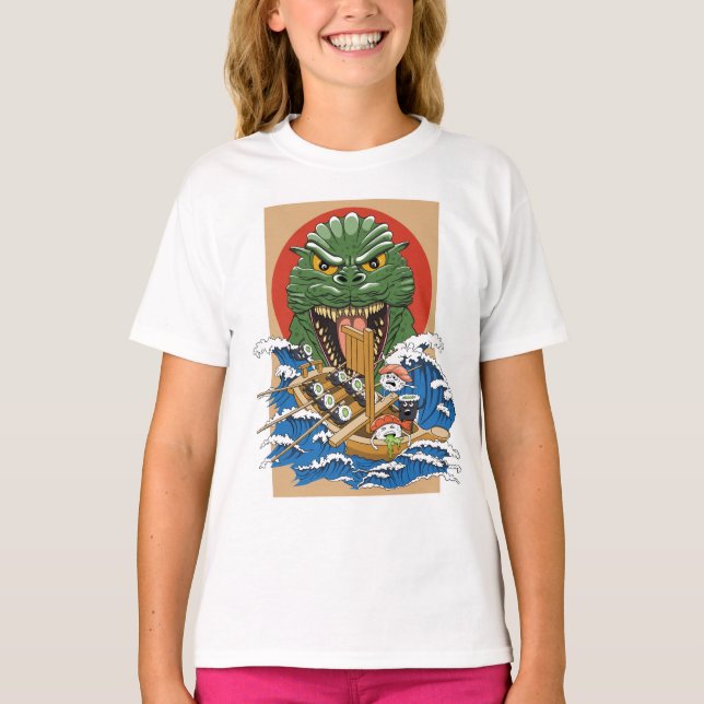 Camiseta Monstruo japonés Sushi Lover (Anverso)