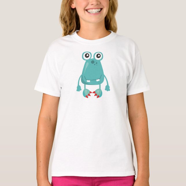 Camiseta Monstruo lindo, monstruo azul, monstruo gracioso,  (Anverso)