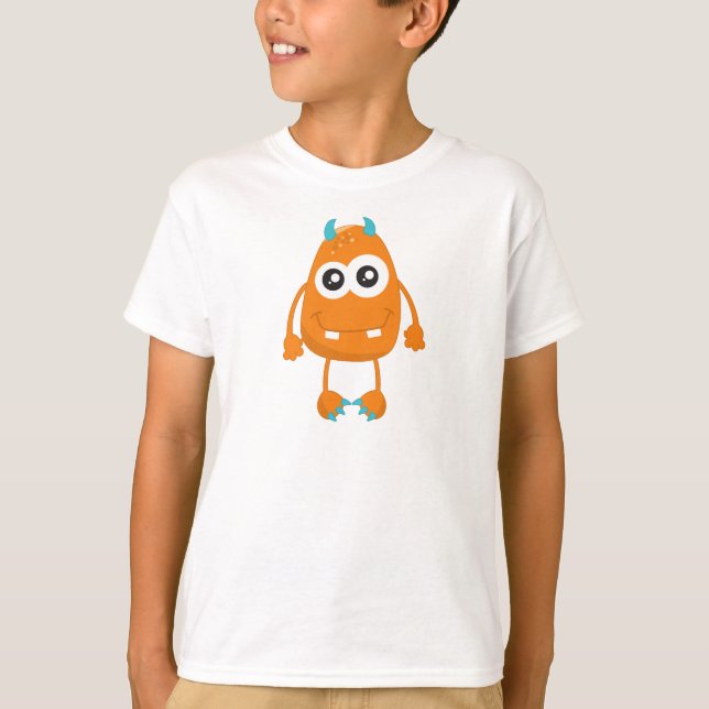 Camiseta Monstruo lindo, monstruo Naranja, monstruo gracios (Anverso)