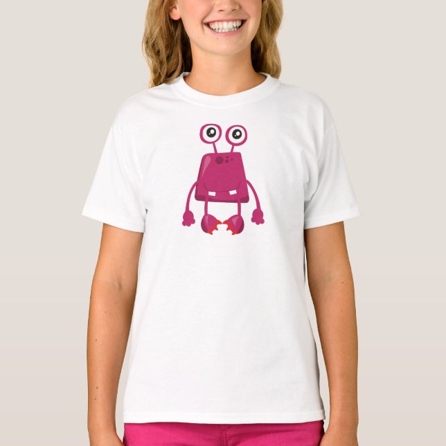Camiseta Monstruo lindo, monstruo rosa, monstruo gracioso,  (Anverso)