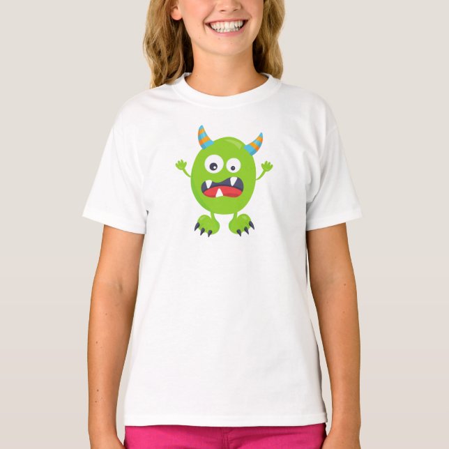 Camiseta Monstruo lindo, monstruo verde, monstruo gracioso, (Anverso)