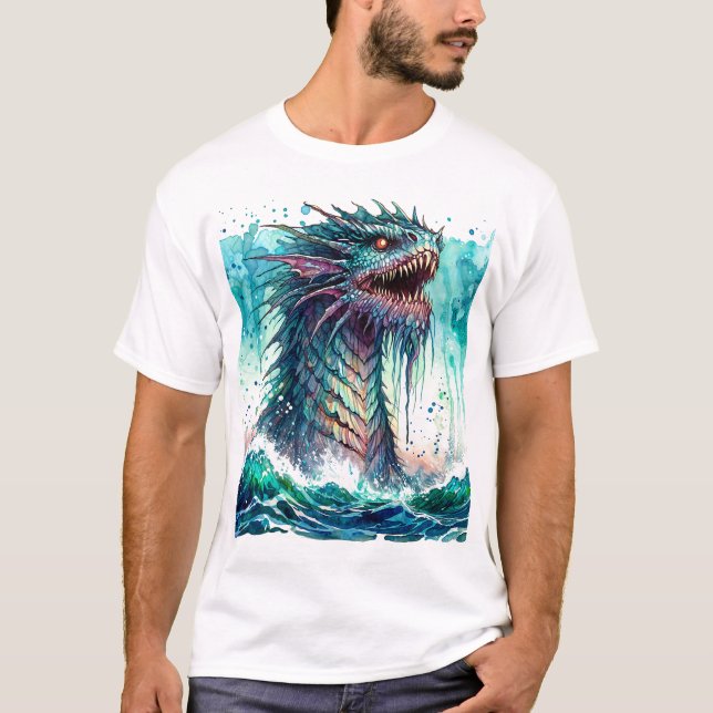 Camiseta Monstruo Marino Elevándose Horror Oceánico (Anverso)