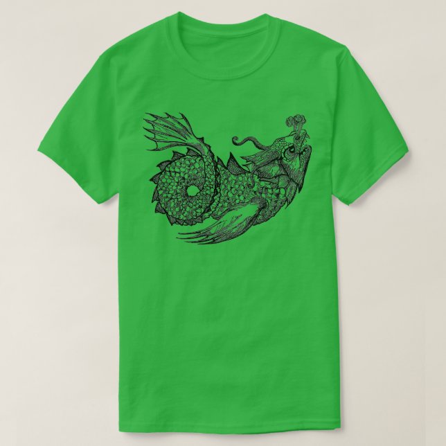Camiseta Monstruo marino negro (Diseño del anverso)