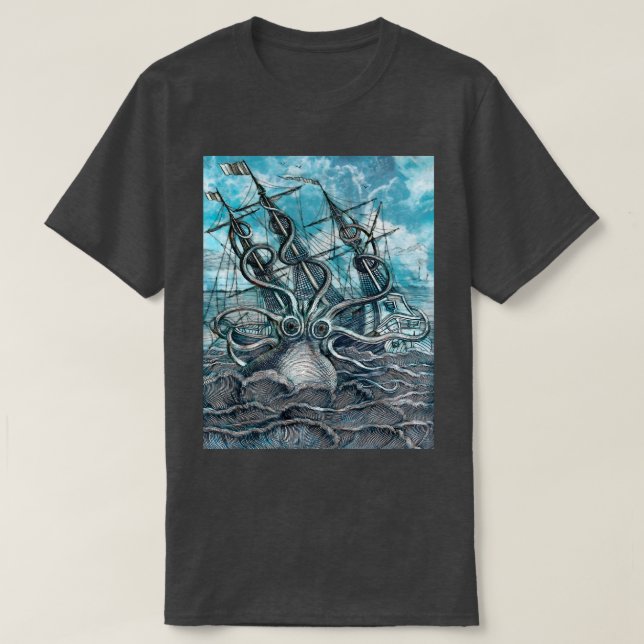 Camiseta Monstruo marino Octopus Blue Sea (Diseño del anverso)