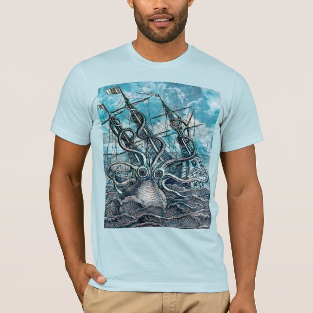Camiseta Monstruo marino Octopus Blue Sea (Anverso)