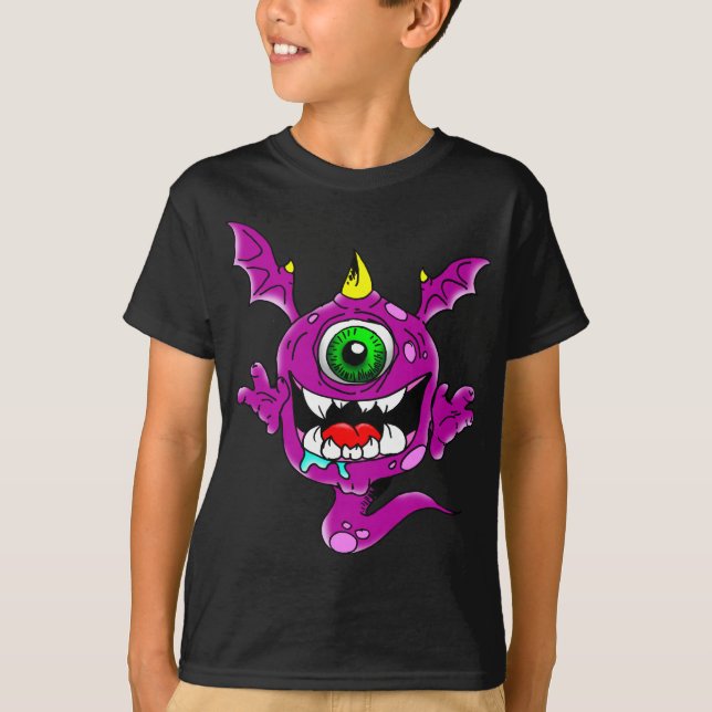 Camiseta Monstruo púrpura lindo del comedor de la gente (Anverso)