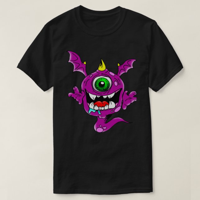 Camiseta Monstruo púrpura lindo del comedor de la gente (Diseño del anverso)