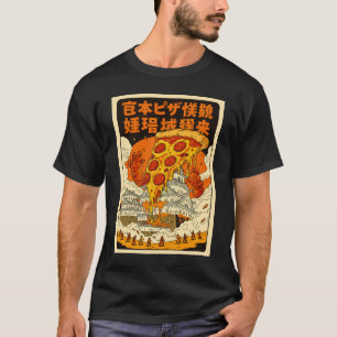 Camiseta Monstruo Retro Gigante de Pizza Ataca Castillo Him