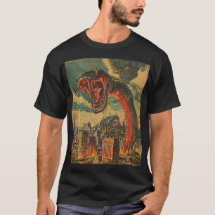 Camiseta Monstruo retro Snack Python atacando edificio de l