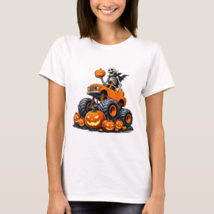 Camiseta Monstruo Skeleton Truck Halloween Calabaza Ki