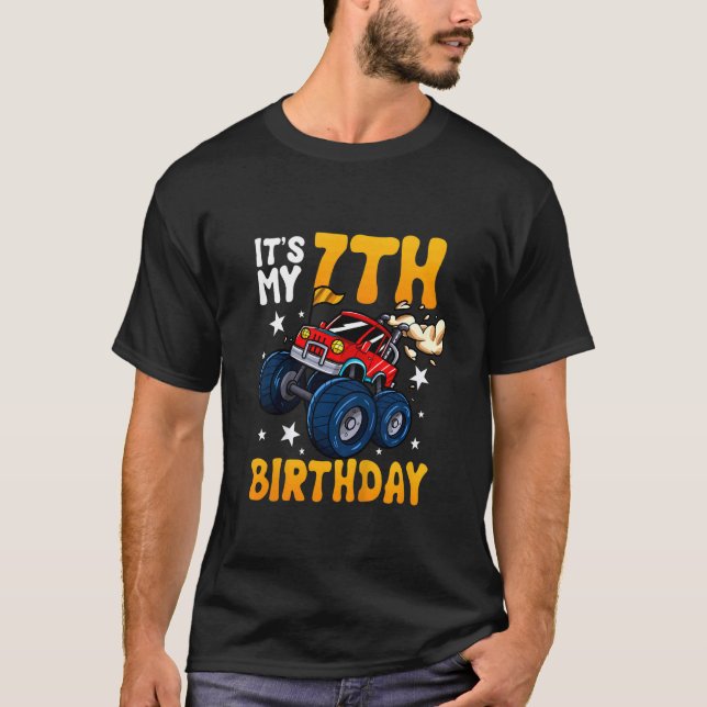 Camiseta Monstruo temático de cumpleaños infantil es mi sét (Anverso)