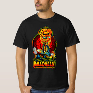 Camiseta Monstruo zombi de Halloween corría con calabaza