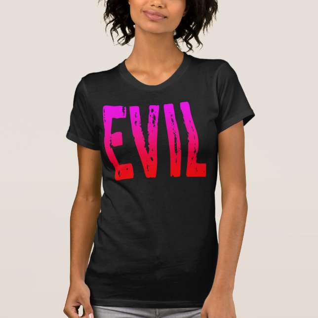 CAMISETA MONSTRUO ZOMBIE DE TERROR ROJO ROSA MALVADO (Anverso)