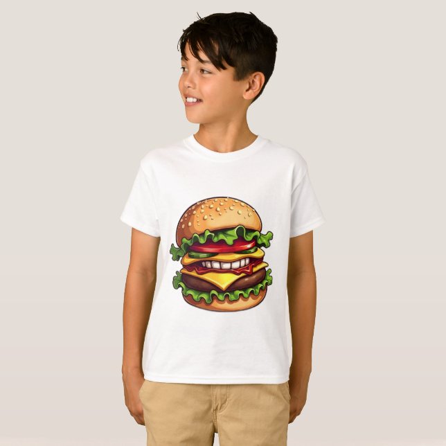 Camiseta Monstruos alimentarios EVIL BACON CHEESEBURGER (Anverso completo)