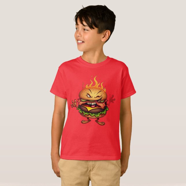 Camiseta Monstruos alimentarios EVIL BACON CHEESEBURGER (Anverso completo)