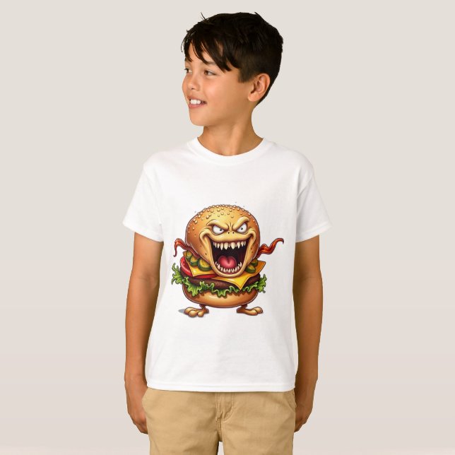 Camiseta Monstruos alimentarios EVIL BACON CHEESEBURGER (Anverso completo)
