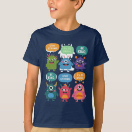 Camiseta Monstruos coloridos con mensajes positivos