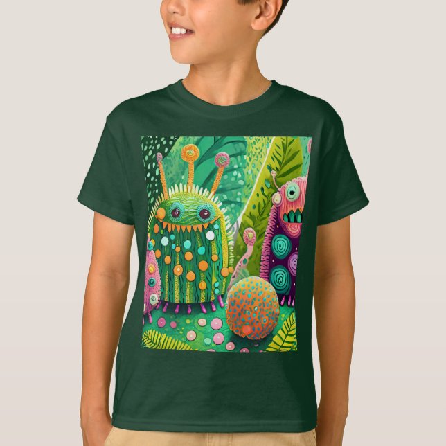 Camiseta Monstruos coloridos y texturados con patrones (Anverso)