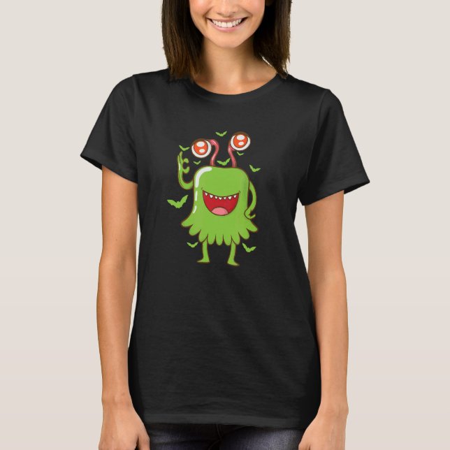 Camiseta Monstruos De Halloween Con Ojos Y Bats (Anverso)