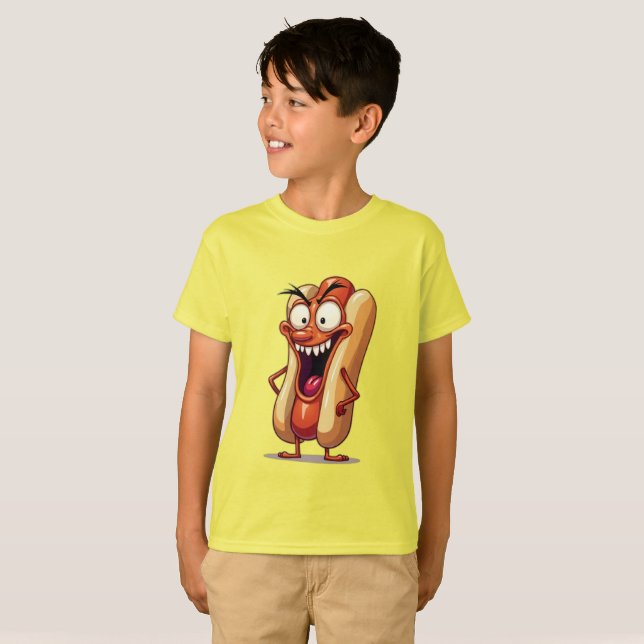 Camiseta Monstruos de la Comida PERRO CALIENTE MALVADO (Anverso completo)