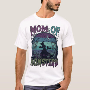 Camiseta Monstruos de Mamá Halloween Bruja Luna Calabazas C