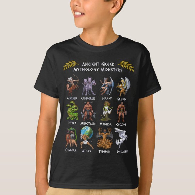 Camiseta Monstruos de mitología griega antiguos (Anverso)