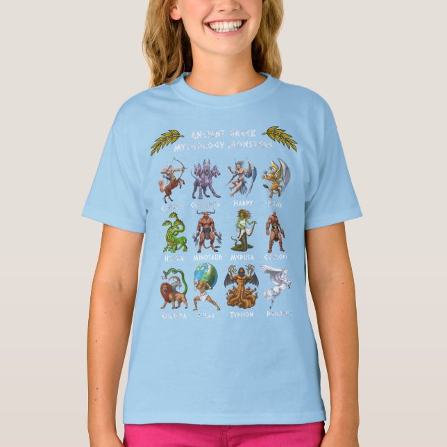 Camiseta Monstruos de mitología griega antiguos (Anverso)