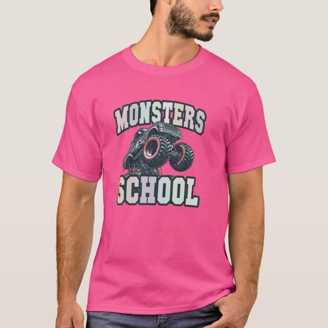 Camiseta MONSTRUOS divertidos de vuelta a los camiones de l (Anverso)