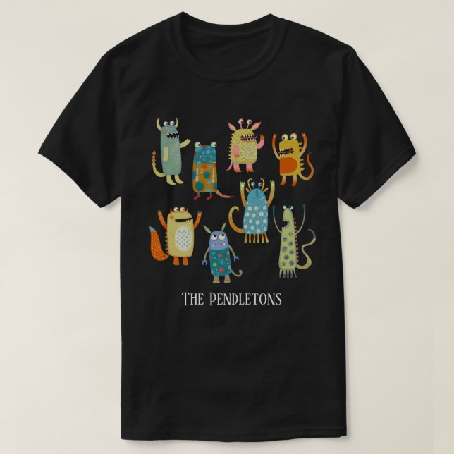 Camiseta Monstruos divertidos personalizados (Diseño del anverso)