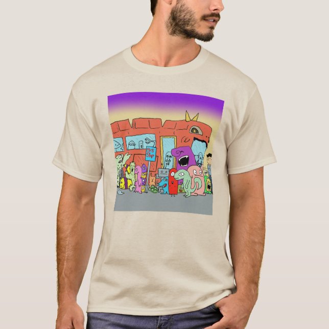 Camiseta Monstruos en la parada de autobús (Anverso)
