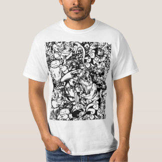 Camiseta Monstruos y muñecas vudú en blanco y negro
