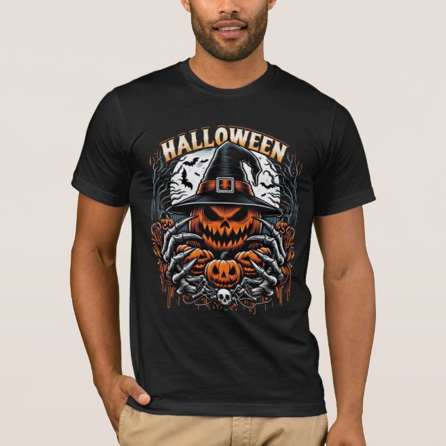Camiseta Monstruosa Bruja de Halloween con Jack-O'-Lantern  (Anverso)