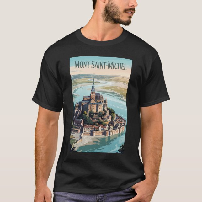 Camiseta Mont-Saint-Michel France Illustration Travel Art (Anverso)