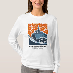 Camiseta Mont Saint Michel Francia abstracto viaje floral