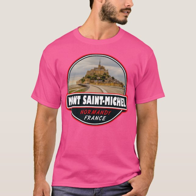 Camiseta Mont Saint-Michel Francia Emblema de arte de viaje (Anverso)
