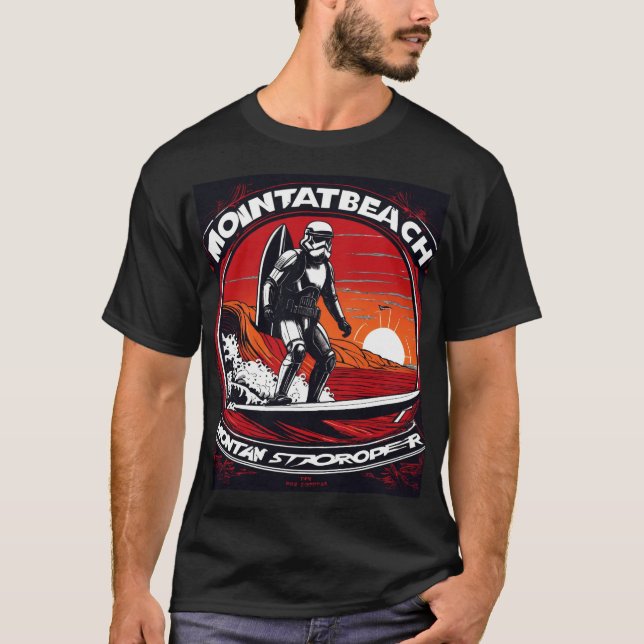 Camiseta "Montabeach: Surfista en el Espacio" (Anverso)