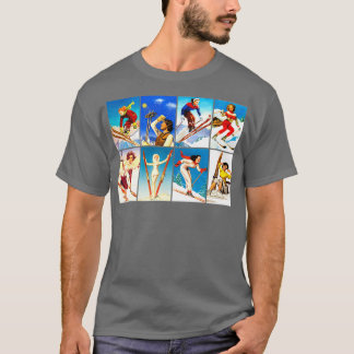 Camiseta Montaje de Chicas de esquí de época