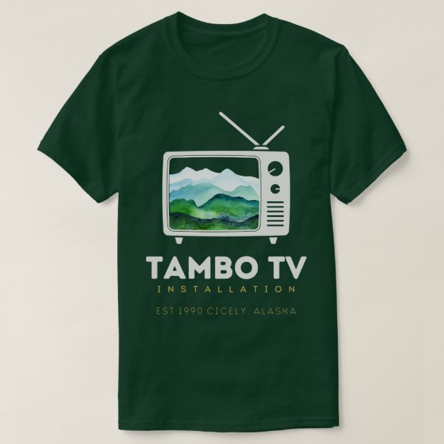Camiseta Montaje de la plataforma de TV Tambo de exposición (Diseño del anverso)
