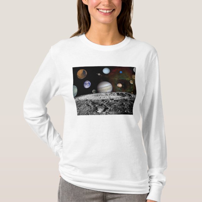 Camiseta Montaje de los planetas y lunas de Júpiter (Anverso)