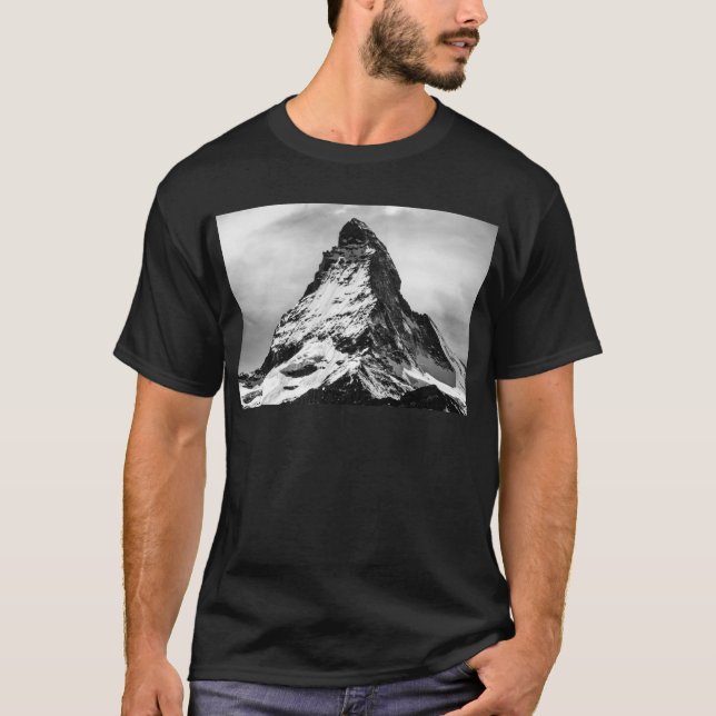 Camiseta Montaña alpina icónica Cervino blanco y negro (Anverso)
