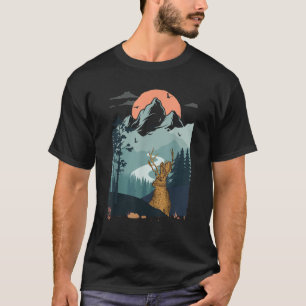 Camiseta Montaña atardecer Pine Tree Bird cielo volador