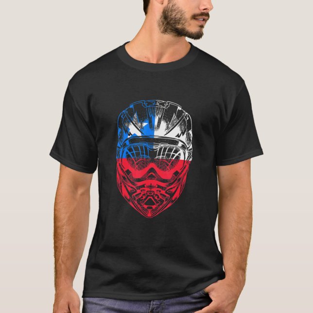 Camiseta Montaña Bicicleta Helmet Bandera de Chile (Anverso)